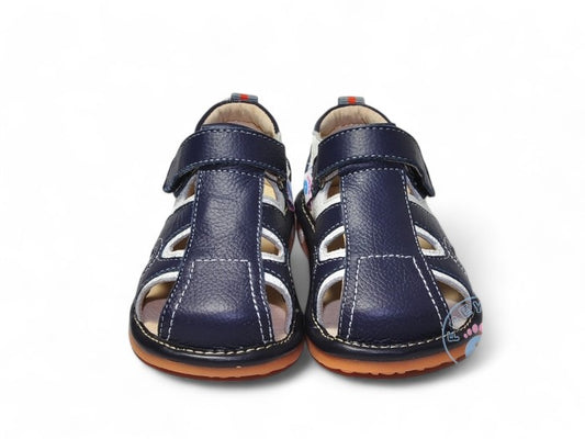 Buy navy leather kids' sandals online South Africa with Velcro straps for easy fit, genuine leather, quality kids shoes