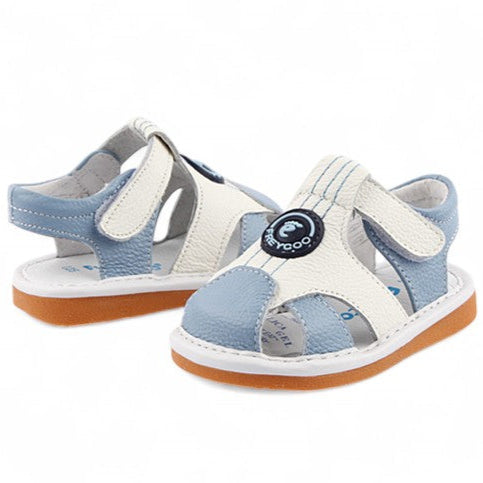 Buy white and light blue children's sandals with straps