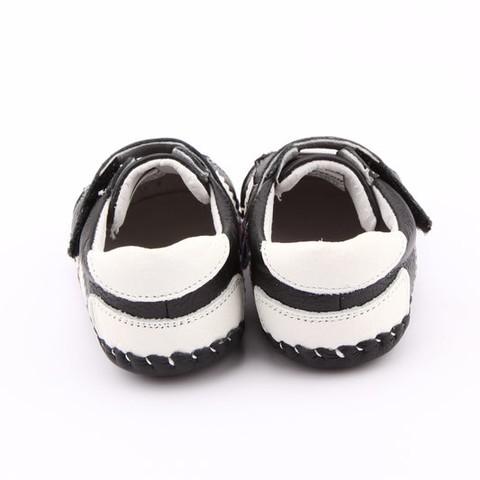 blue and white baby shoes Velcro back