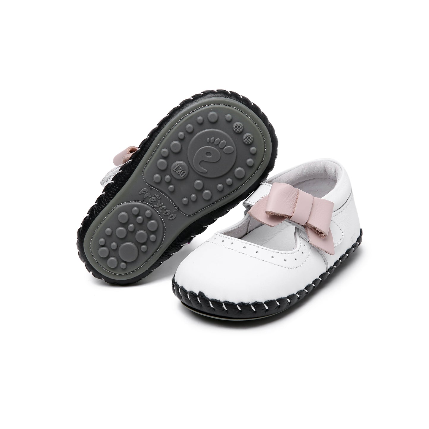 white girls Mary Jane shoes pink bow flexible sole