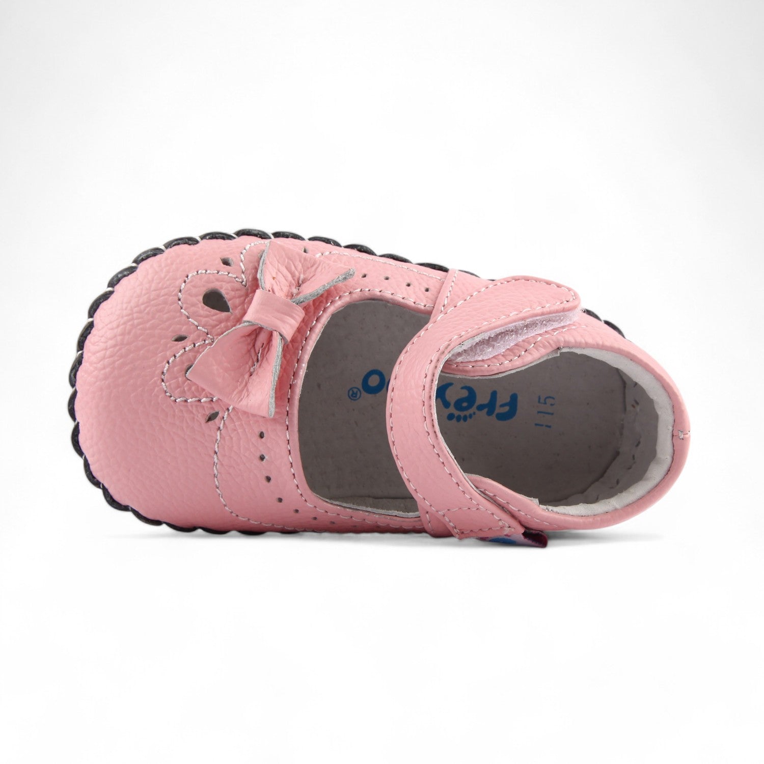 cute and comfortable kids pink leather shoe designed for baby girls with Velcro
