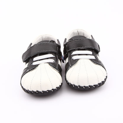 Hopscotch Heroes kids' sneakers with sporty design, laces, and single Velcro fastening made with genuine soft leather