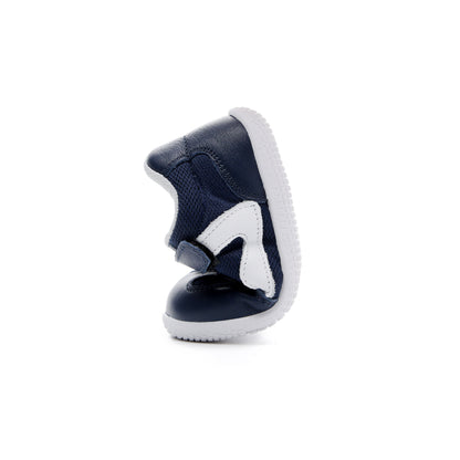 Kids' Leather Sneakers Stylish Flexible Soft Sole Shoes for Boys Navy Blue with Velcro