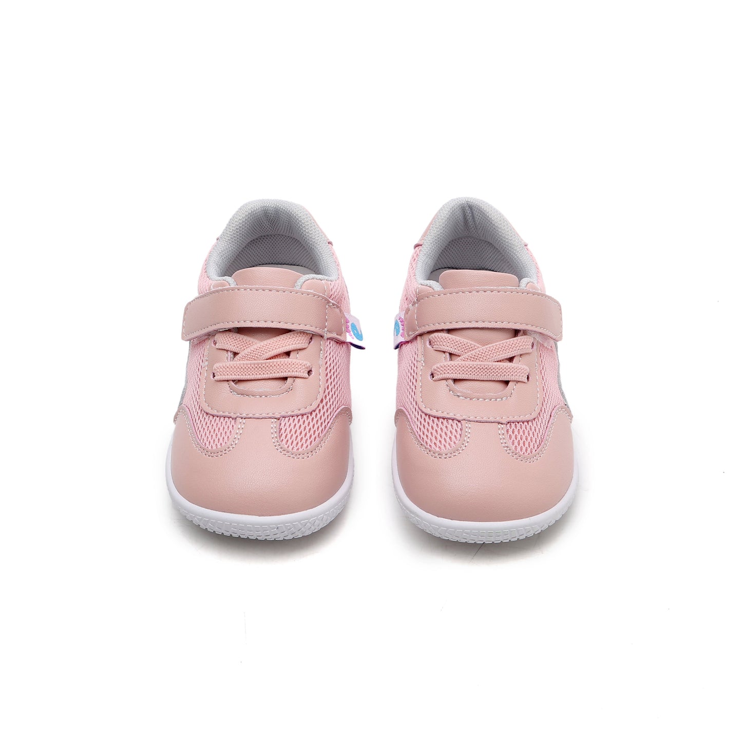 Kids' Leather Sneakers Stylish Flexible Soft Sole Shoes for Girls pink with Velcro