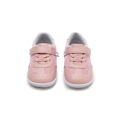 Kids' Leather Sneakers Stylish Flexible Soft Sole Shoes for Girls pink with Velcro