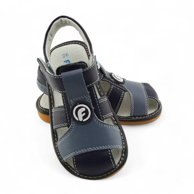 Order breathable navy and white leather sandals for toddlers and kids online