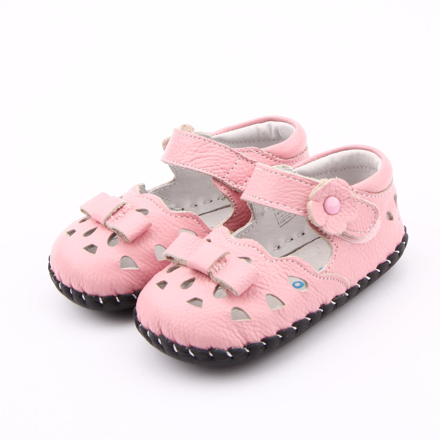 Leather Pink Princess Pumps for Toddlers and Babies, Soft Sole Kids shoes with Velcro