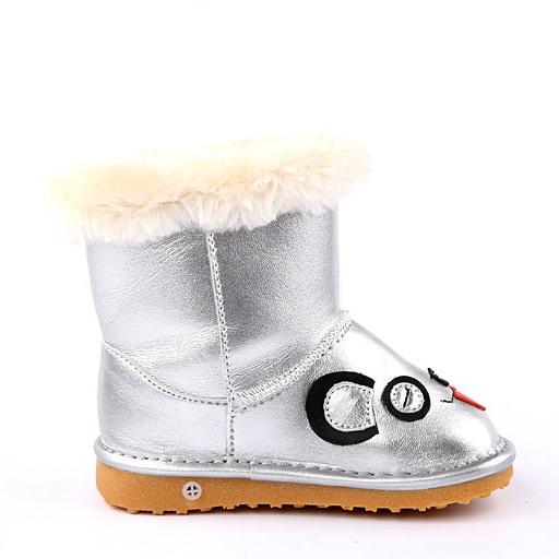 Purchase comfortable silver first walker winter boots with soft plush insole for toddlers and kids