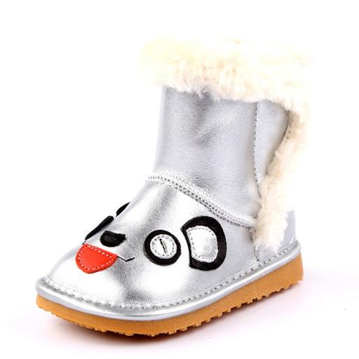 Silver Snugs Cute Face Fluffy Lined Silver Kids Boots. Buy fluffy lined silver boots for kids with removable squeakers and cartoon details, Winter just got a whole lot cuter! Guaranteed to bring smiles wherever they go.