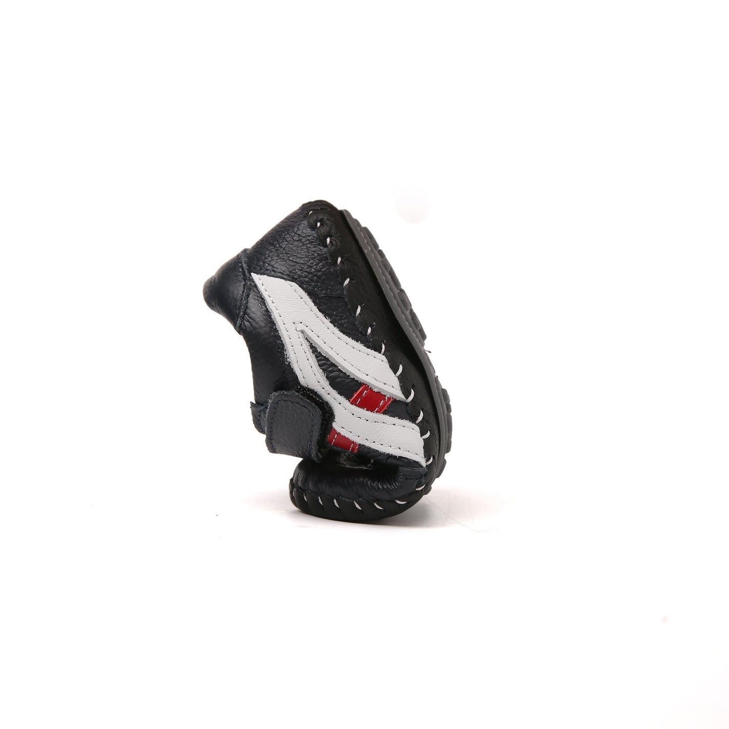 navy infant baby shoe white red stripes flexible sole for kids and toddlers in South Africa